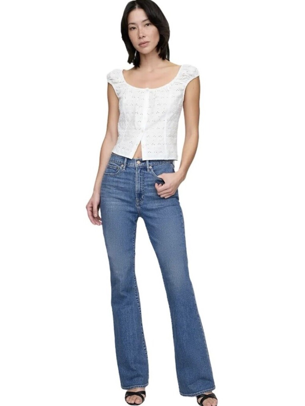 Gap High Rise Flare Denim Jeans Women’s Size 30/10 Long Medium Wash NWT